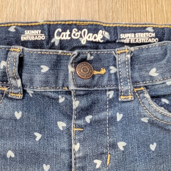 Cat & Jack Denim Skinny Super Stretch Jeans, Heart Print, 2T - Picture 3 of 8